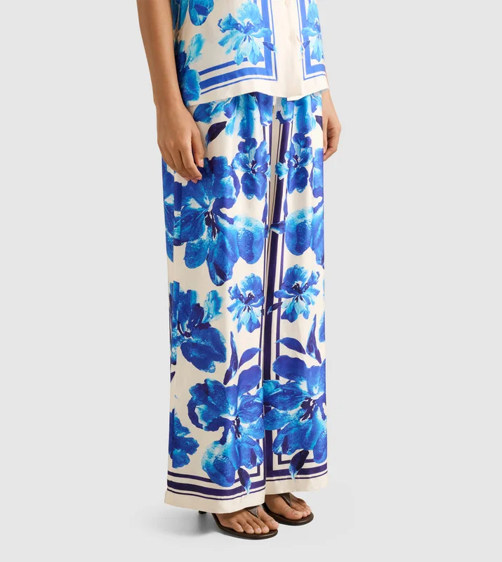 forever new  SABINA Printed Satin Wide Leg Pants for Women | Best Price UAE
